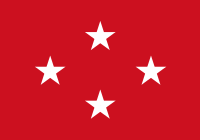a red flag with four white stars