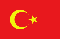 Flag with a yellow star and crescent on a red background