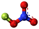 Ball-and-stick model of the fluorine nitrate molecule