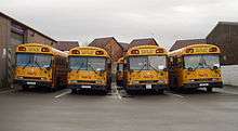 First Student UK school buses located in Wrexham, Wales.