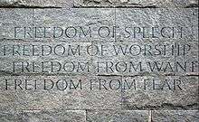 Four Freedoms Wall, Franklin D. Roosevelt Memorial