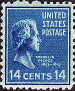 A postage stamp featuring Pierce.