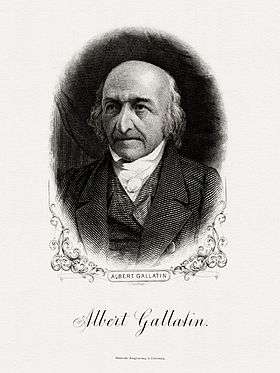 Bureau of Engraving and Printing portrait of Gallatin as Secretary of the Treasury.