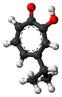 Ball-and-stick model of the hinokitiol molecule