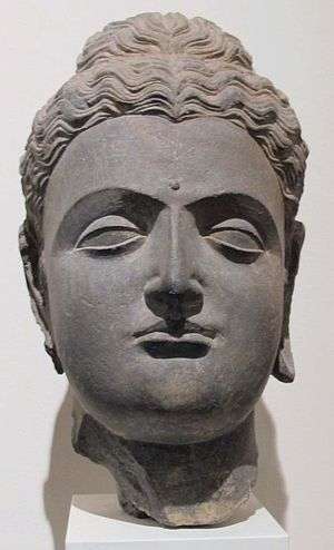 stone bust of Gandhara Buddha from the 1st-2nd century AD