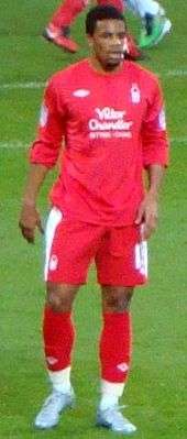 Garath McCleary on the pitch wearing Nottingham Forest's home kit