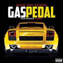 The cover features the back of a yellow Lamborghini. The song title is colored in white and yellow while the artists' names are colored in red.