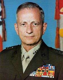 A color image of Robert Barrow, a white male in his Marine Corps dress uniform