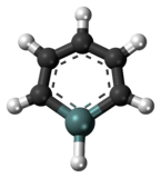 Ball-and-stick model of the germabenzene molecule