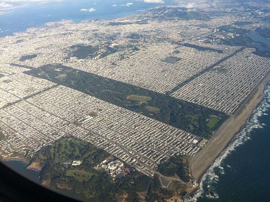 View of Golden Gate Park from the air.