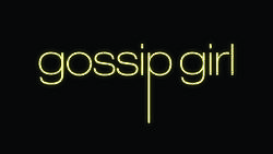 The words "gossip girl" written in light yellow on a black background. The letters are lowercase and the letter "p" has an extended descender.