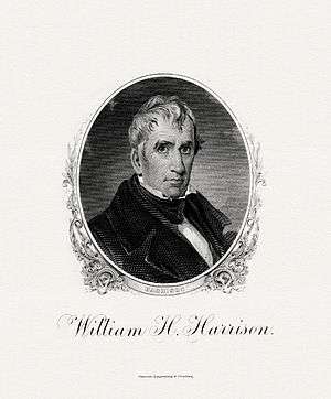 BEP engraved portrait of Harrison as President.