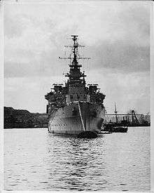 HMS Liverpool at Valletta harbour in 1945.