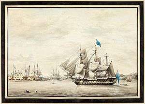 Print of HMS Asia (64) at Halifax in 1797