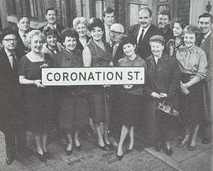 Harry Elton with the cast of Coronation Street in 1963