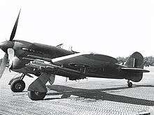 A British designed single engine ground attack aircraft equipped with cannon and rockets