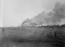 1885 photograph of the commencement of hostilities at the Battle of Batoche