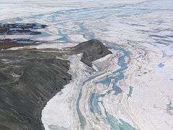 Aerial view of Hut Point, near McMurdo Station, Antarctica