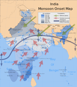 India monsoon onset map.