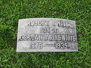 Gravestone marker for Robert White's interment site