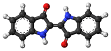 Ball-and-stick model of the indigo dye molecule