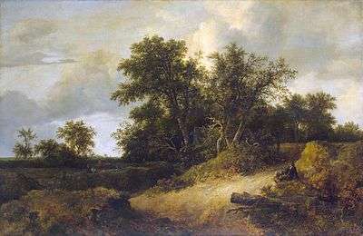 Painting of a low dune and some trees