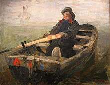 man rowing boat The Rower, 1883, oil on canvas, in the Koninklijk Museum voor Schone Kunsten, Antwerp