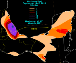 An image depicting rainfall totals across Mexico.