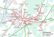 Karlsruhe tramway network, 2006.