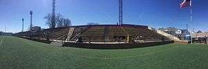 Panorama of the west grandstands during renovations in 2016..