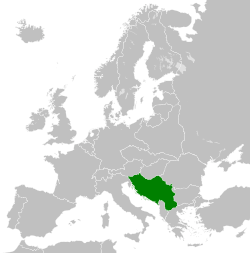 map highlighting the location of Yugoslavia