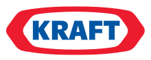 Kraft logo, with blue "Kraft" in a red oval