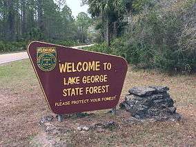 Lake George State Forest welcome sign