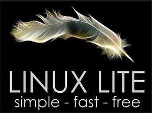 Logo: 'LINUX LITE, simple - fast - free'