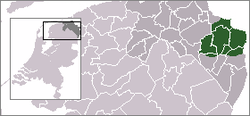 Map of the northern provinces of the Netherlands with an insert of the whole Netherlands