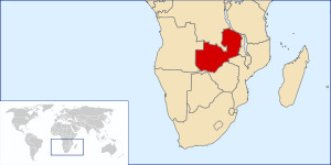 map highlighting Northern Rhodesia with African map in the background
