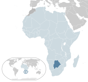 Location of  Botswana  (dark blue)– in Africa  (light blue & dark grey)– in the African Union  (light blue)  –  [Legend]