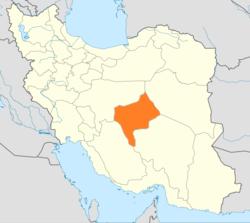 Map of Iran with Yazd highlighted