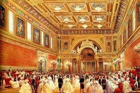 lithograph by Louis Haghe, "The New Ballroom" (at Buckingham Palace)