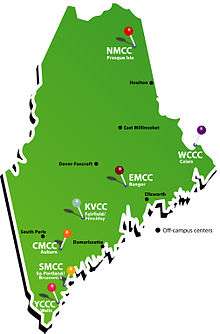 Map of Maine community college locations and centers.