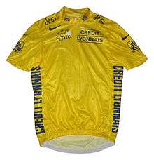 A yellow jersey with writing on it