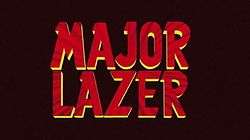 The words "Major Lazer" set in red type with yellow block lettering, all on a dark red background