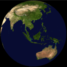 Globe centred on Malaysia