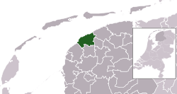 Highlighted position of het Bildt in a municipal map of Friesland
