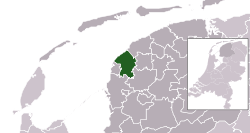 Highlighted position of Franekeradeel in a municipal map of Friesland