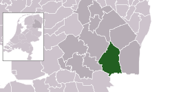 Highlighted position of Coevorden in a municipal map of Drenthe