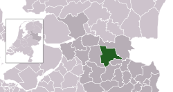 Highlighted position of Ommen in a municipal map of Overijssel