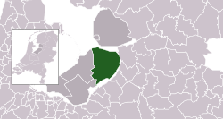 Highlighted position of Dronten in a municipal map of Flevoland