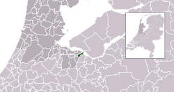 Highlighted position of Blaricum in a municipal map of North Holland