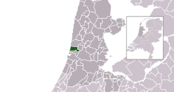 Highlighted position of Heemskerk in a municipal map of North Holland